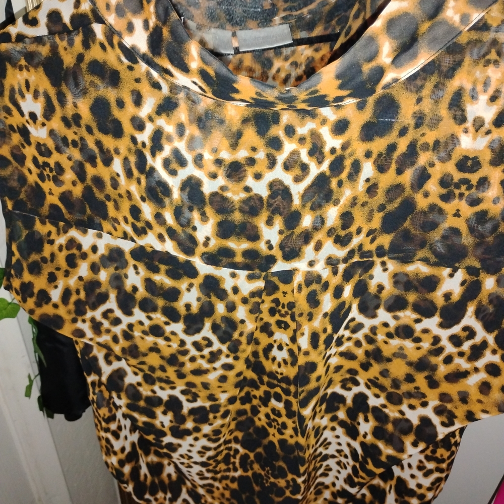 Bisou Bisou Animal Print Blouse - Brown and Black - Picture 2 of 4